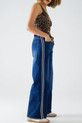 super Wide Leg Jeans with stripe on side