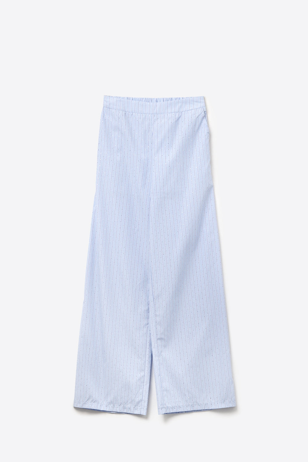 Blue Striped wide Leg Pants With strass Embellishment