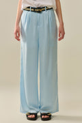 Tailored satin Pants With Wide Leg in Baby Blue