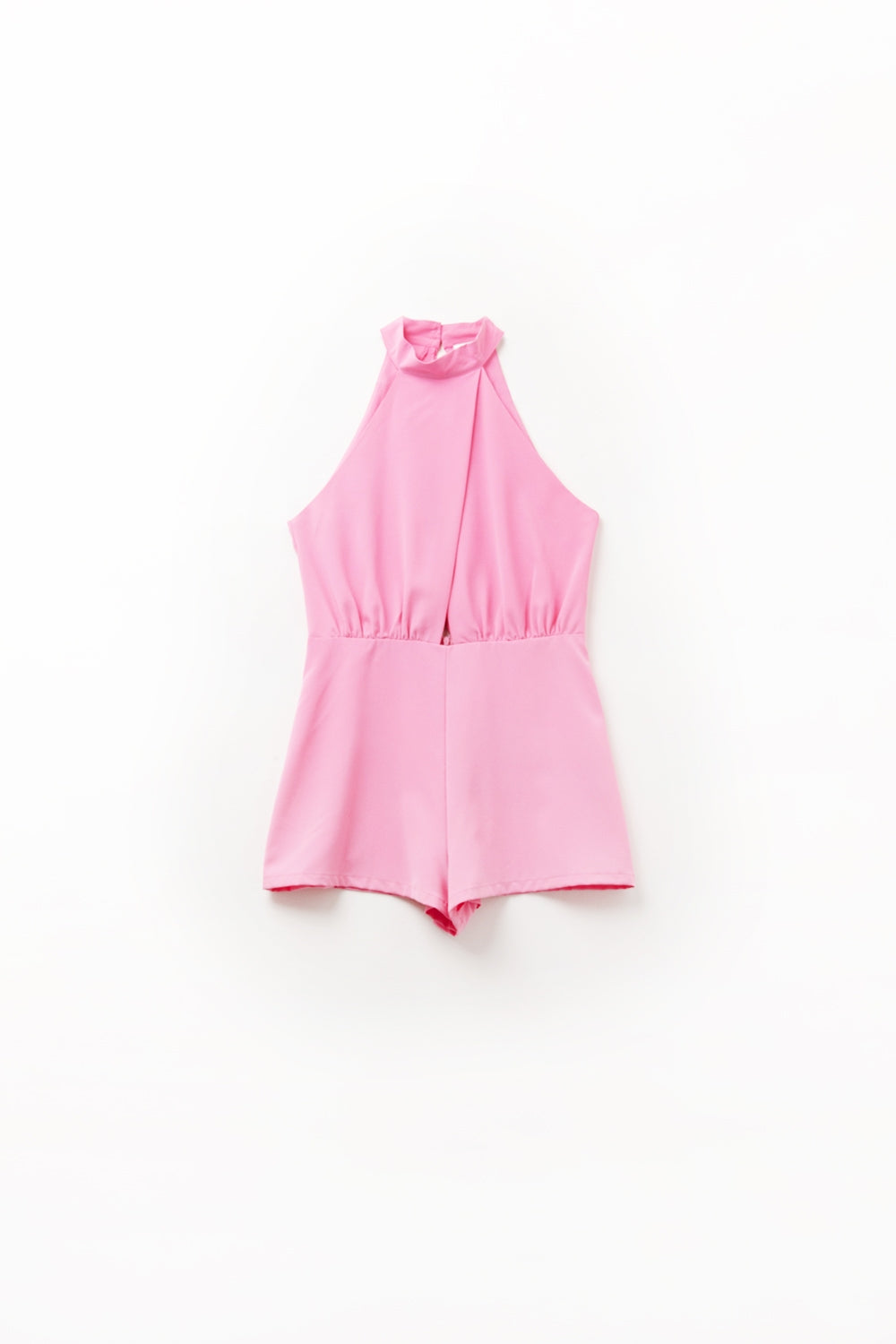 High Neck pink Jumpsuit with Front Pleat Detail