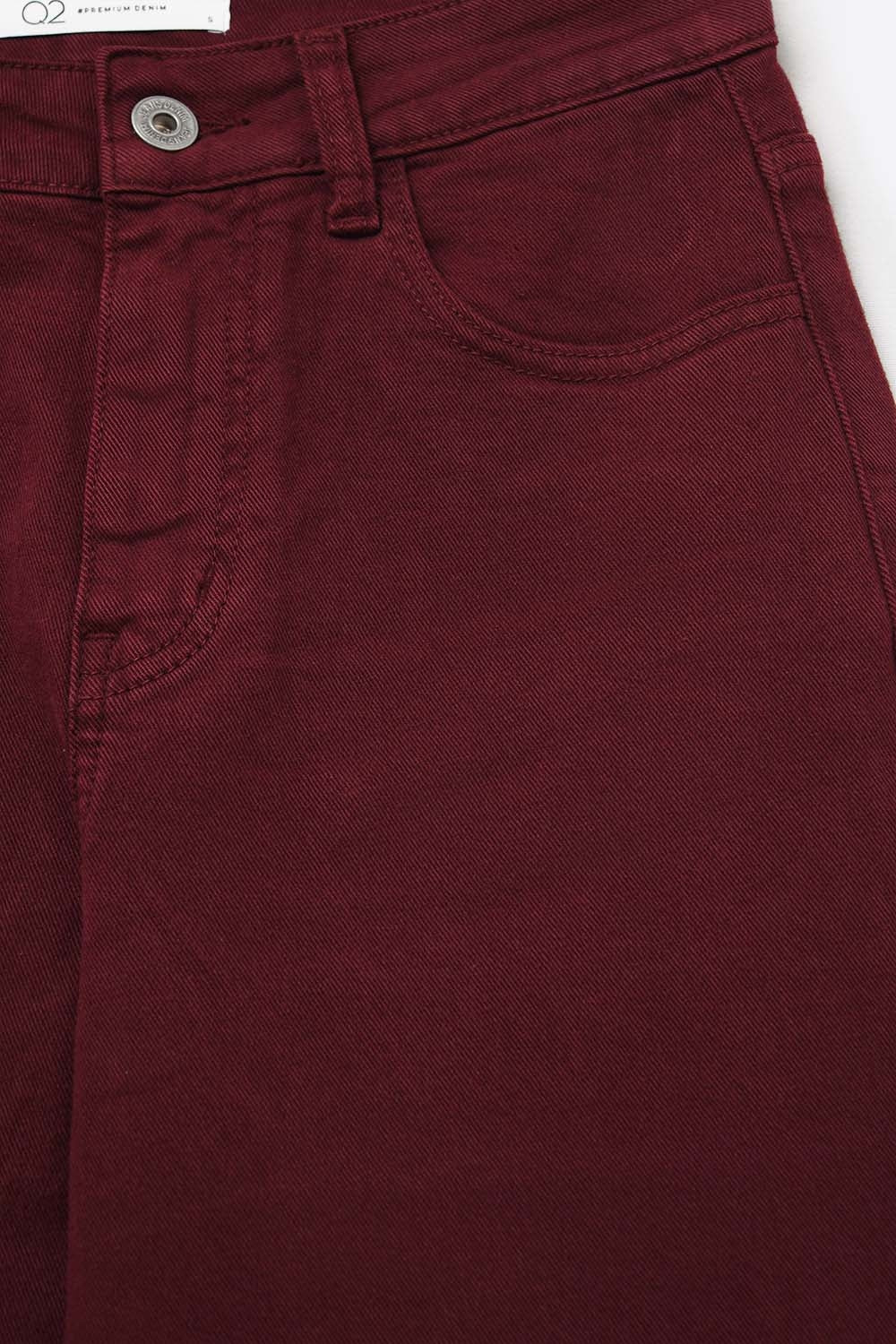 Cropped wide leg jeans in burgundy