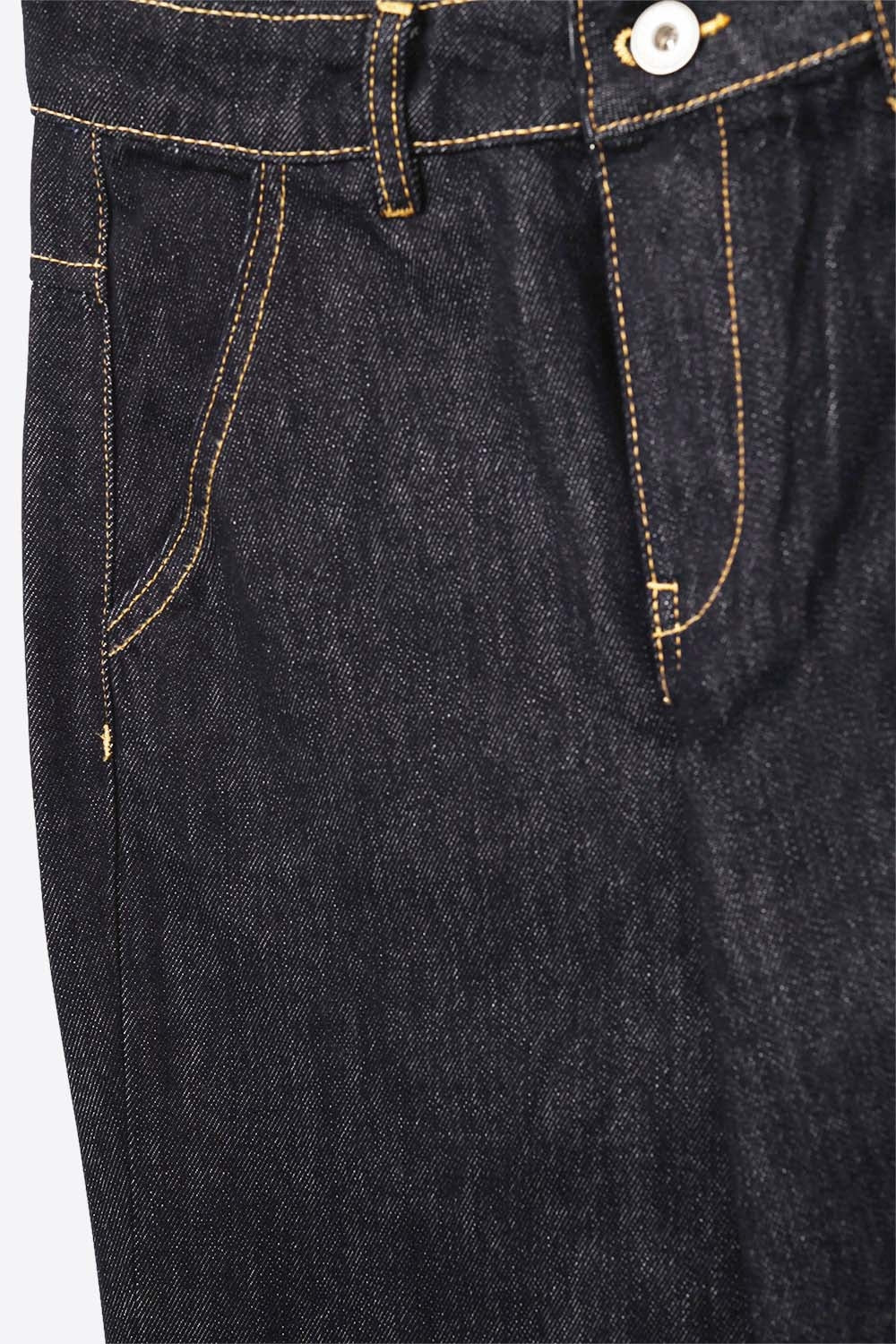 Dark Denim Wide-Leg Jeans with Contrast Stitching