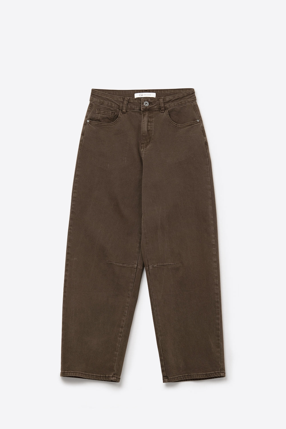Comfortable stretch jeans with barrel leg in brown