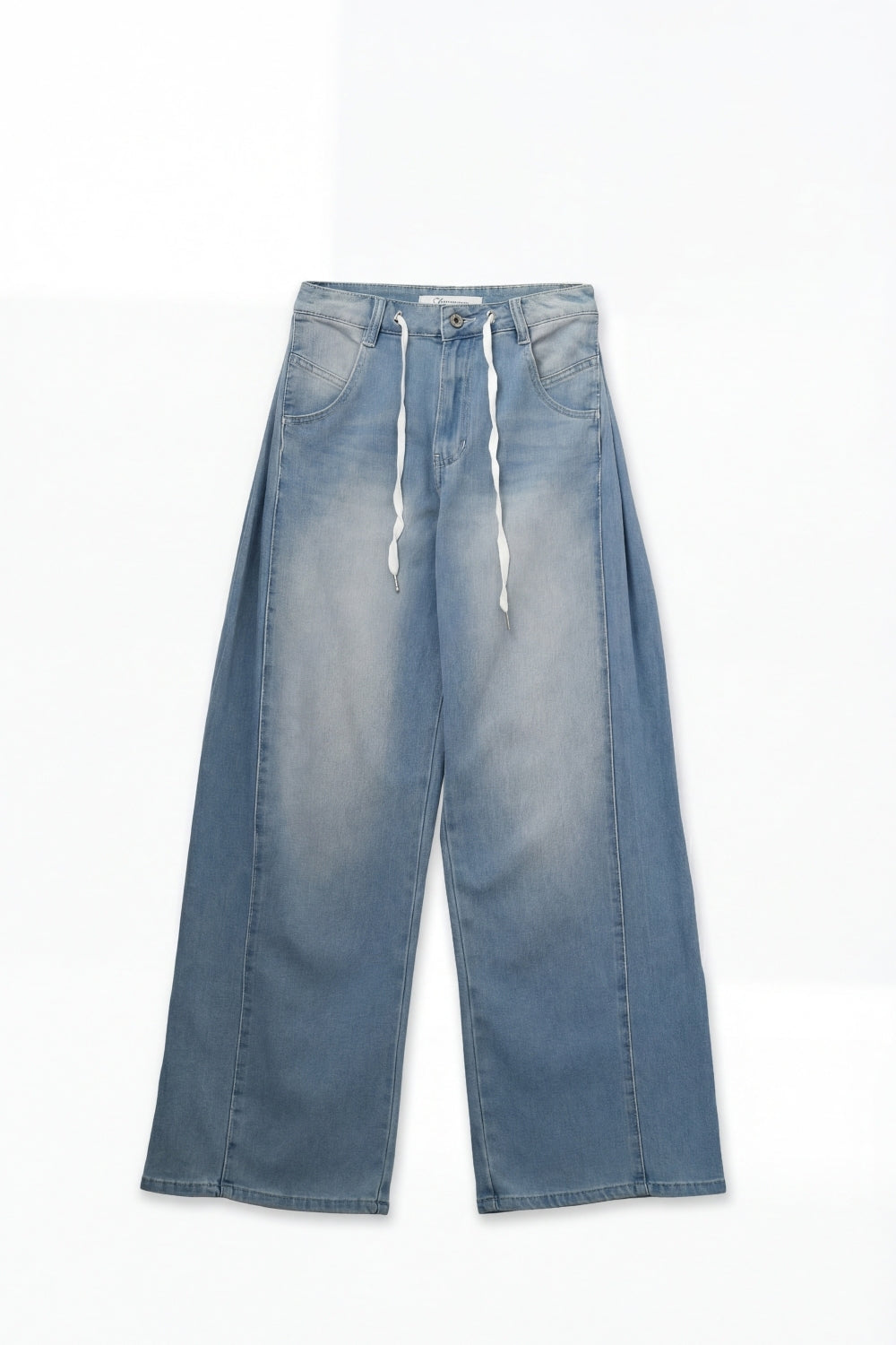 Light Blue Drawstring Relaxed Fit Denim Jeans
