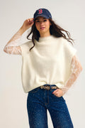 Soft Knit Sleeveless sweater with lace lining