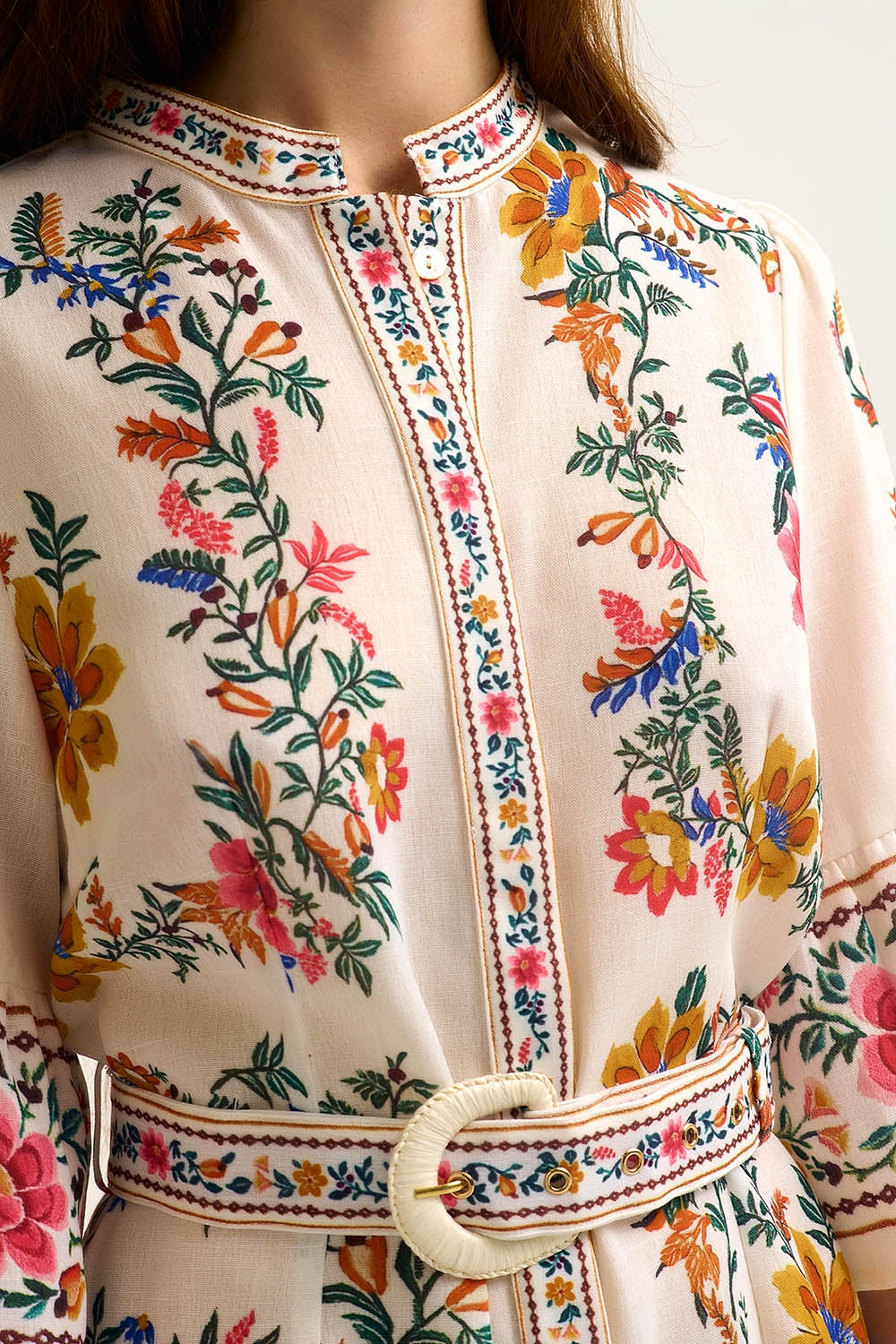 printed Floral Boho Mini Dress In white