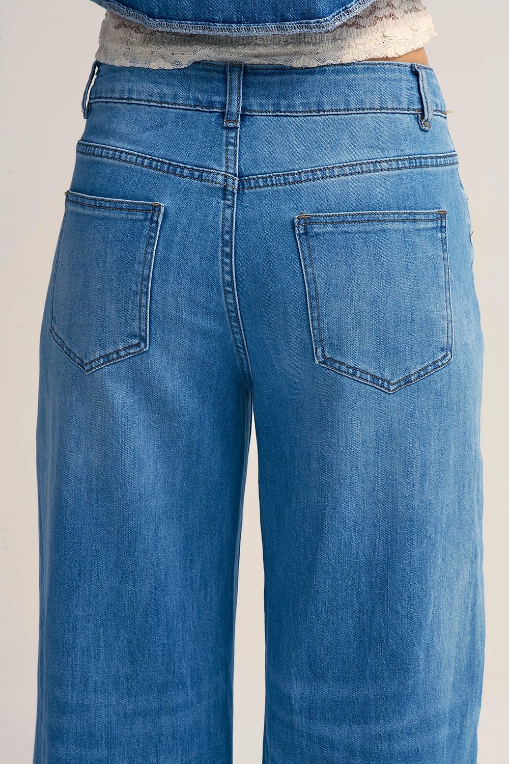 Light-Wash Wide-Leg Jeans with Drawstring Waist