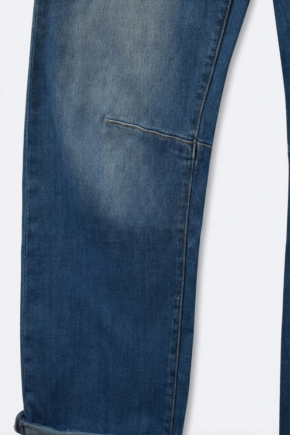 Mid-Wash Straight-Leg Denim Jeans with Rolled Cuffs