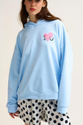 Baby Blue Super-Soft Hoodie with Bouclé Heart Graphic