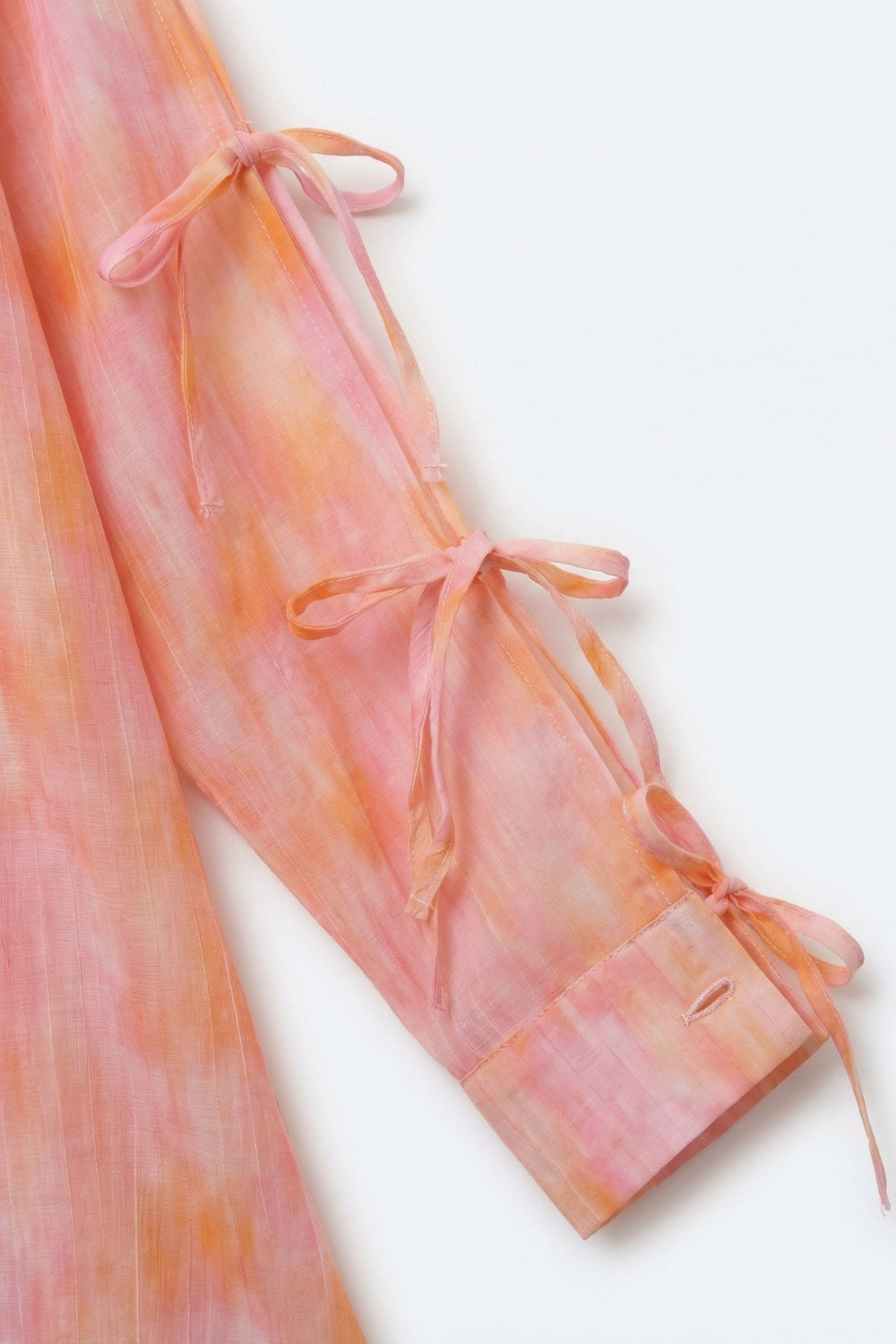 oversized Pink Tie-Sleeve Button-Up Shirt