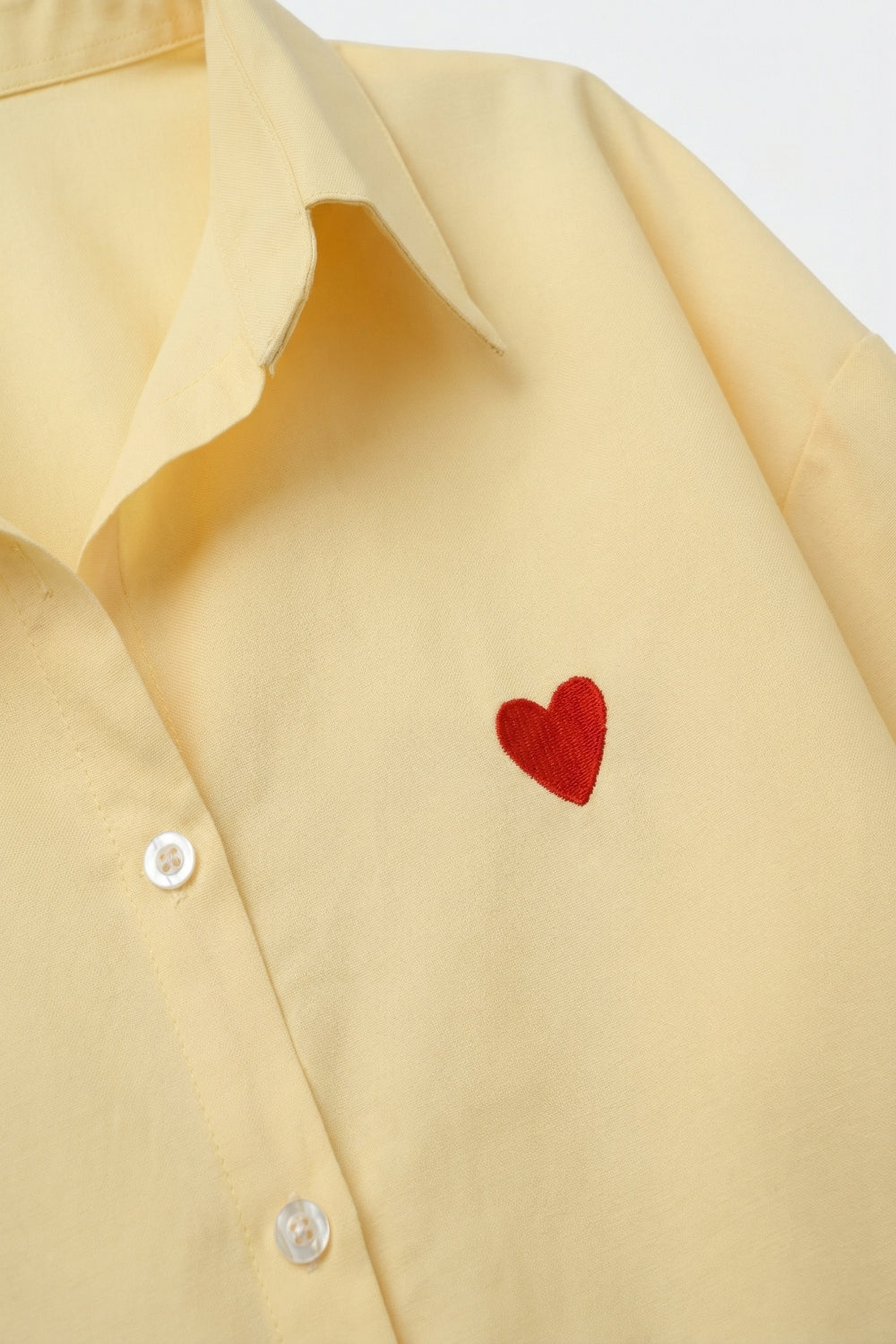 Yellow Button-Down Shirt with Heart Detail
