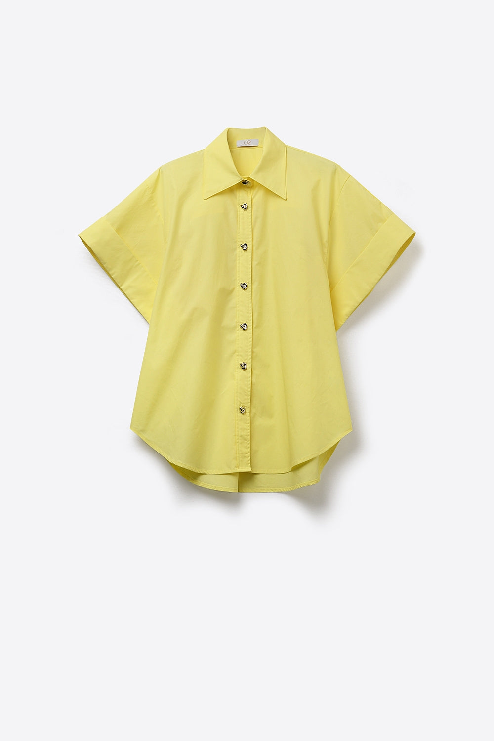Yellow Short-Sleeve Kimono Shirt with silver buttons