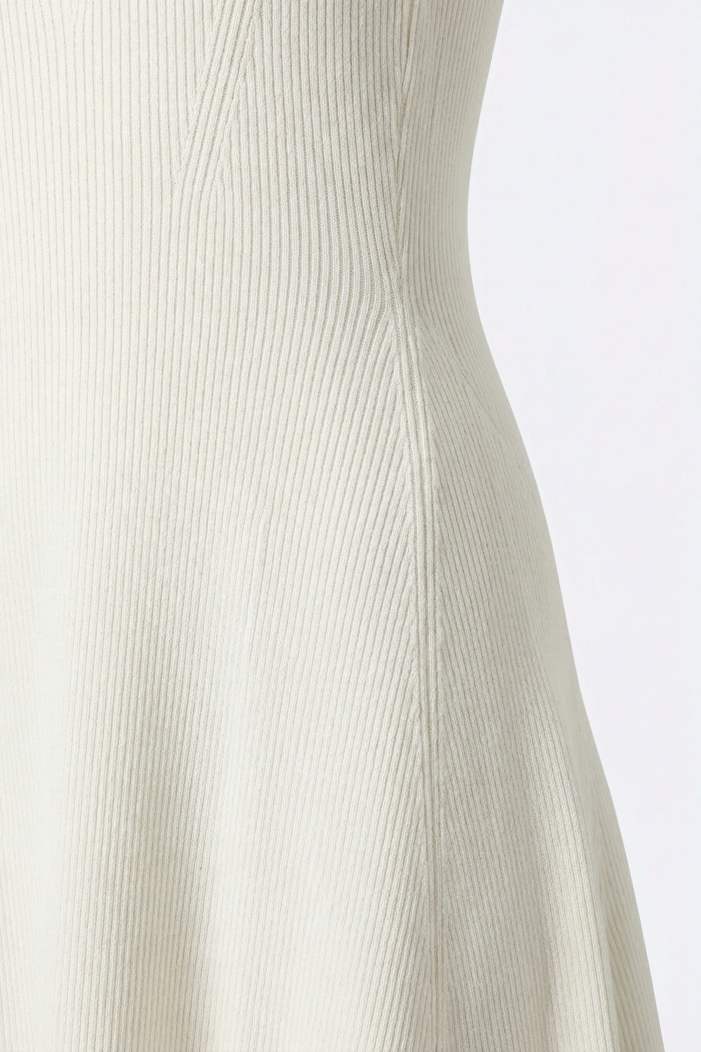 White Ribbed Knit Sleeveless Fit and Flare Dress