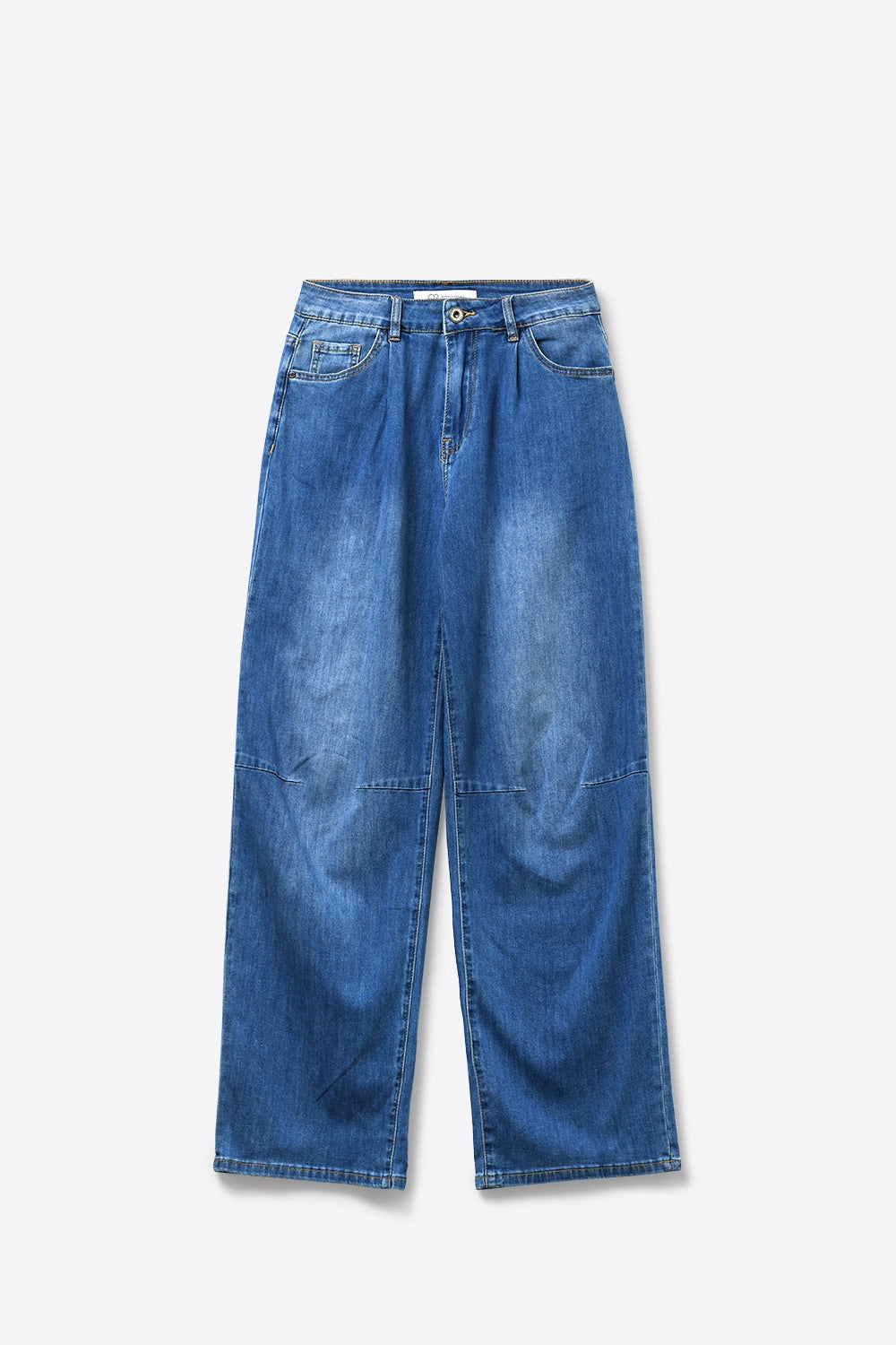 Lightweight Denim Wide-Leg Jeans with Curved Seam Detail