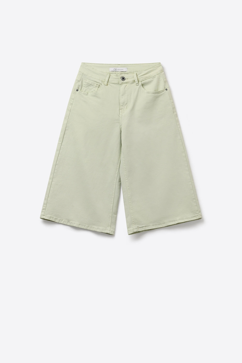Stretch-denim Bermuda shorts in Mint Green