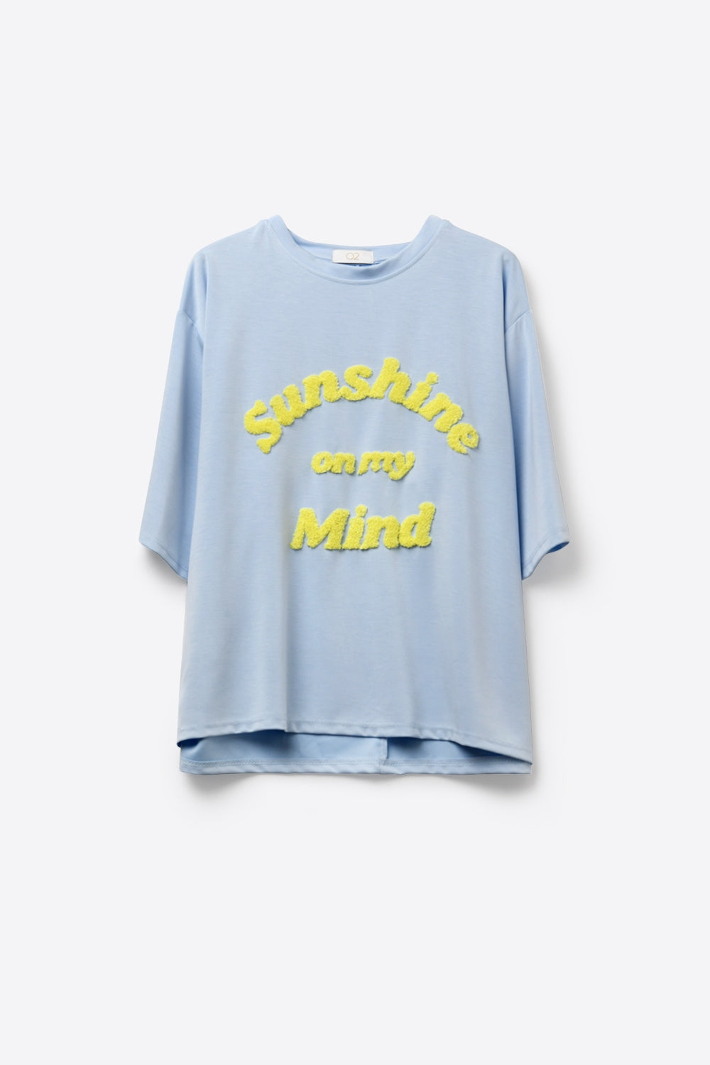 Light Blue Relaxed Fit Tee with Yellow Lettering