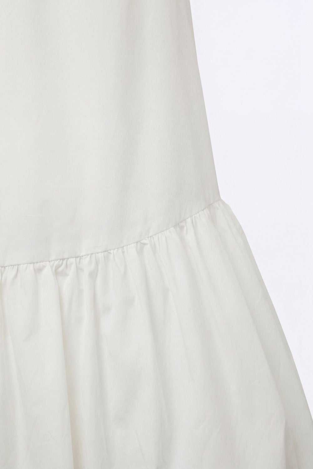 White poplin Sleeveless Dress with Balloon-style Hem