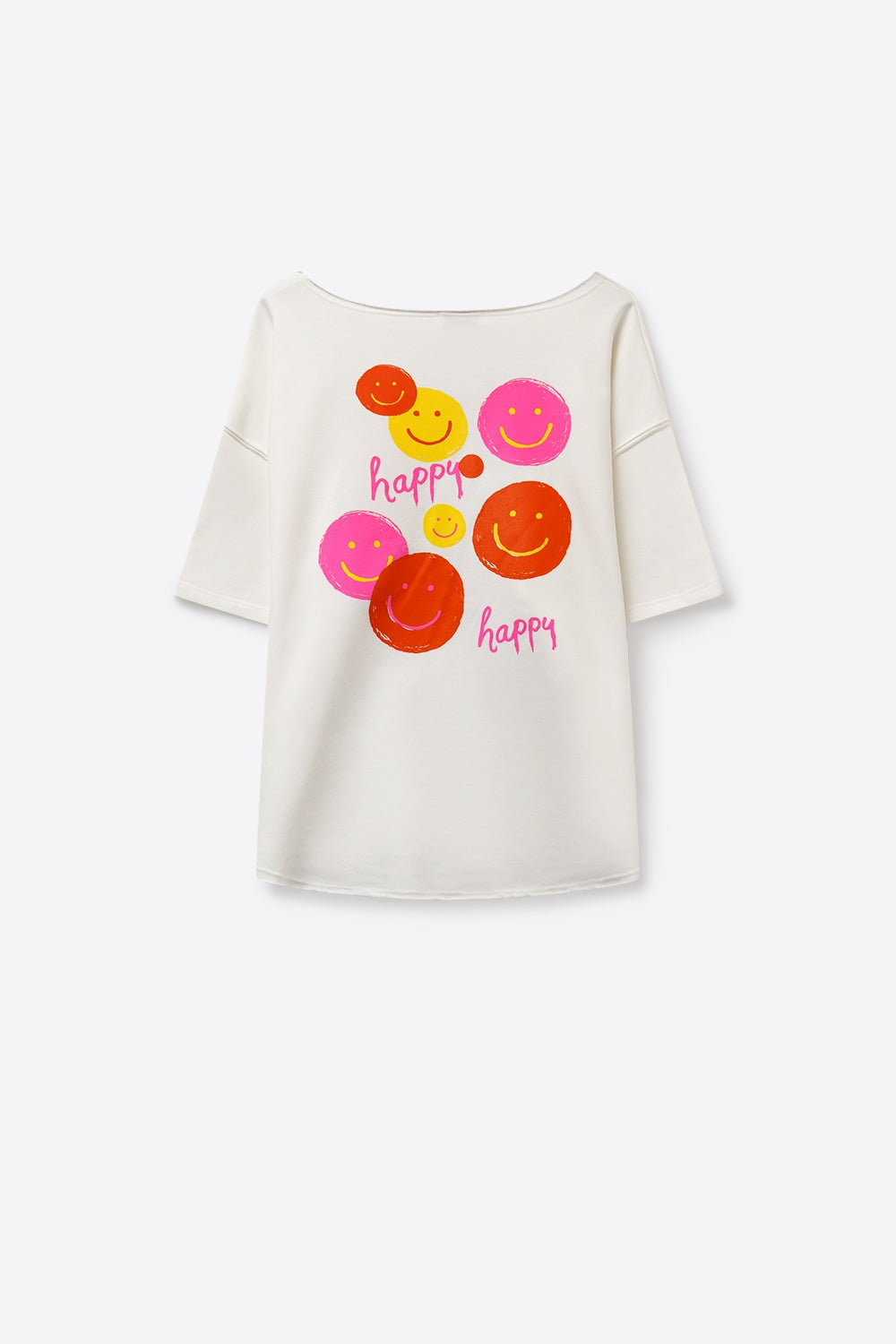 White Smiley Face Casual Short Sleeve sweatshirt