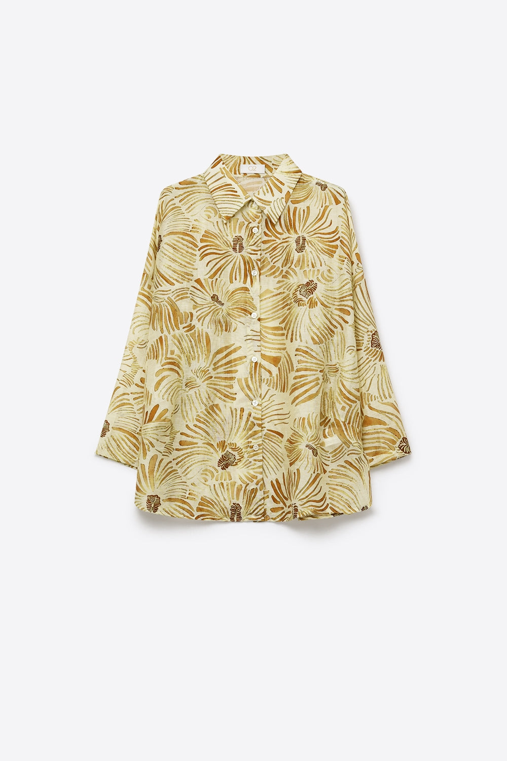 Floral Button-Up Relaxed Fit Shirt in yellow