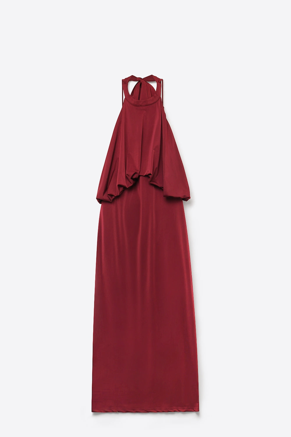 soft stretch fabric Halter Neck Maxi Dress in Burgundy