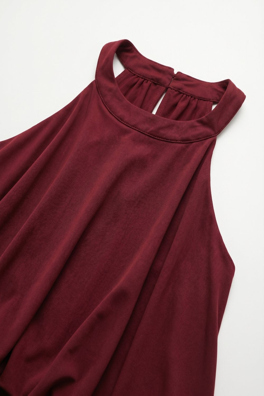 soft stretch fabric Halter Neck Maxi Dress in Burgundy