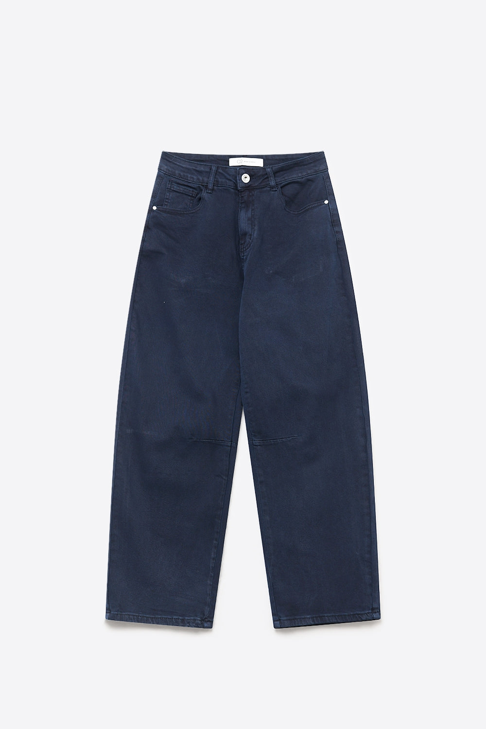 Navy soft stretch Denim Wide Leg Jeans with seam at the knee
