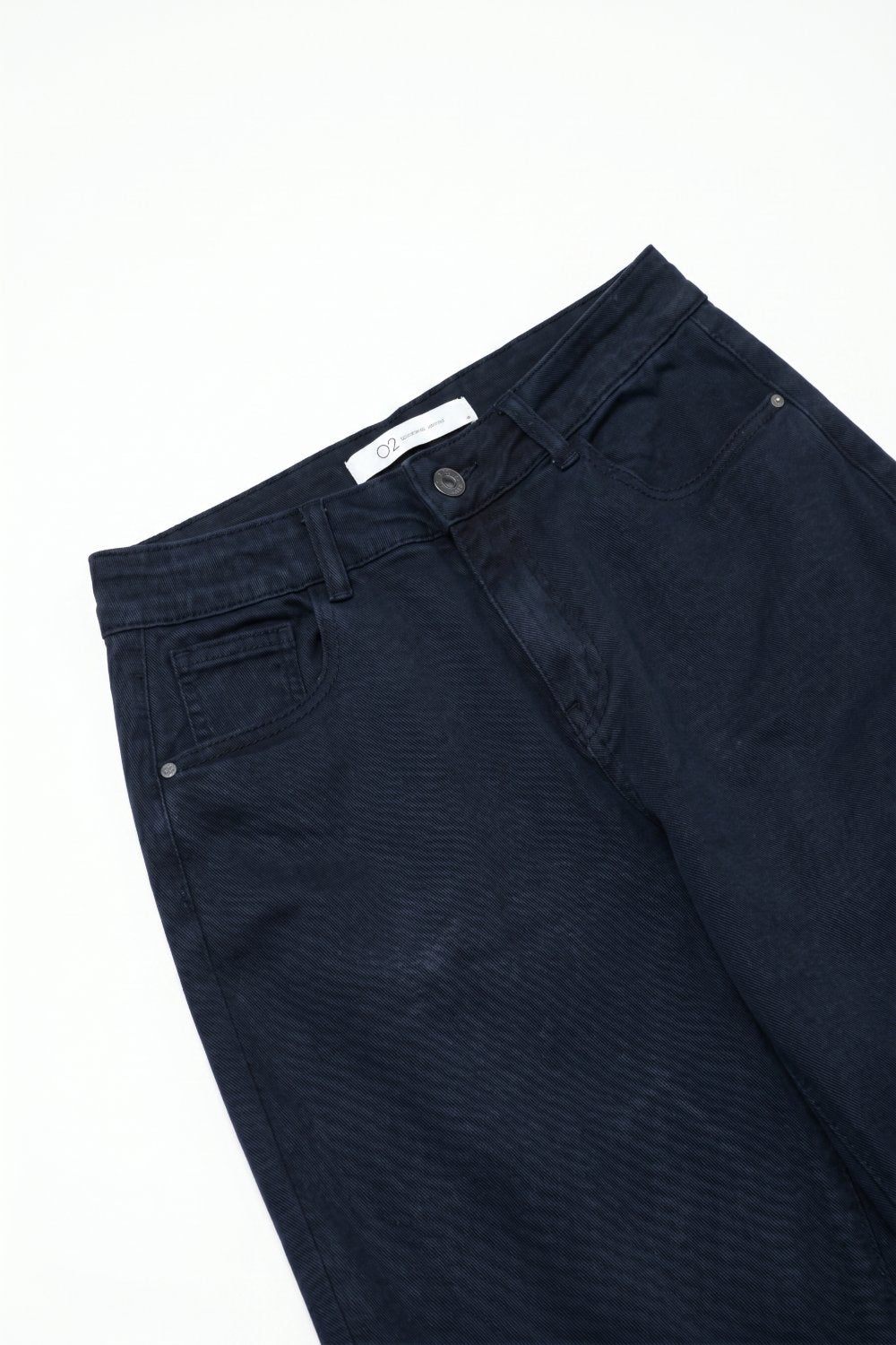 Navy soft stretch Denim Wide Leg Jeans with seam at the knee