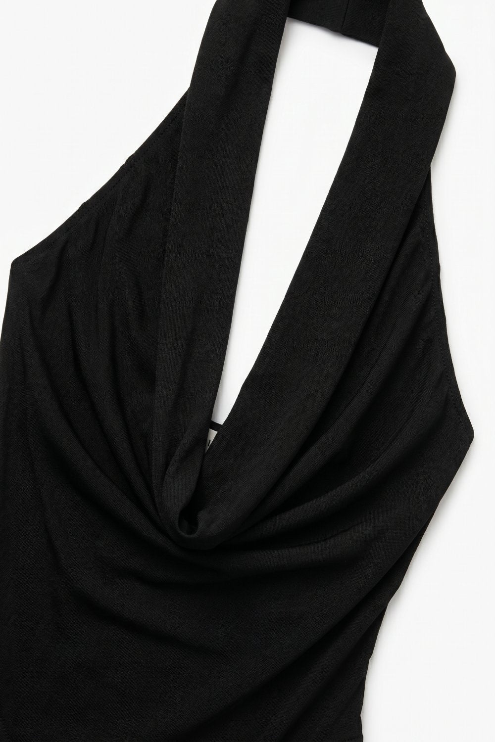 Black Lightweight Jersey Cowl Neck Halter Bodysuit