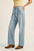 Light Blue Drawstring Relaxed Fit Denim Jeans