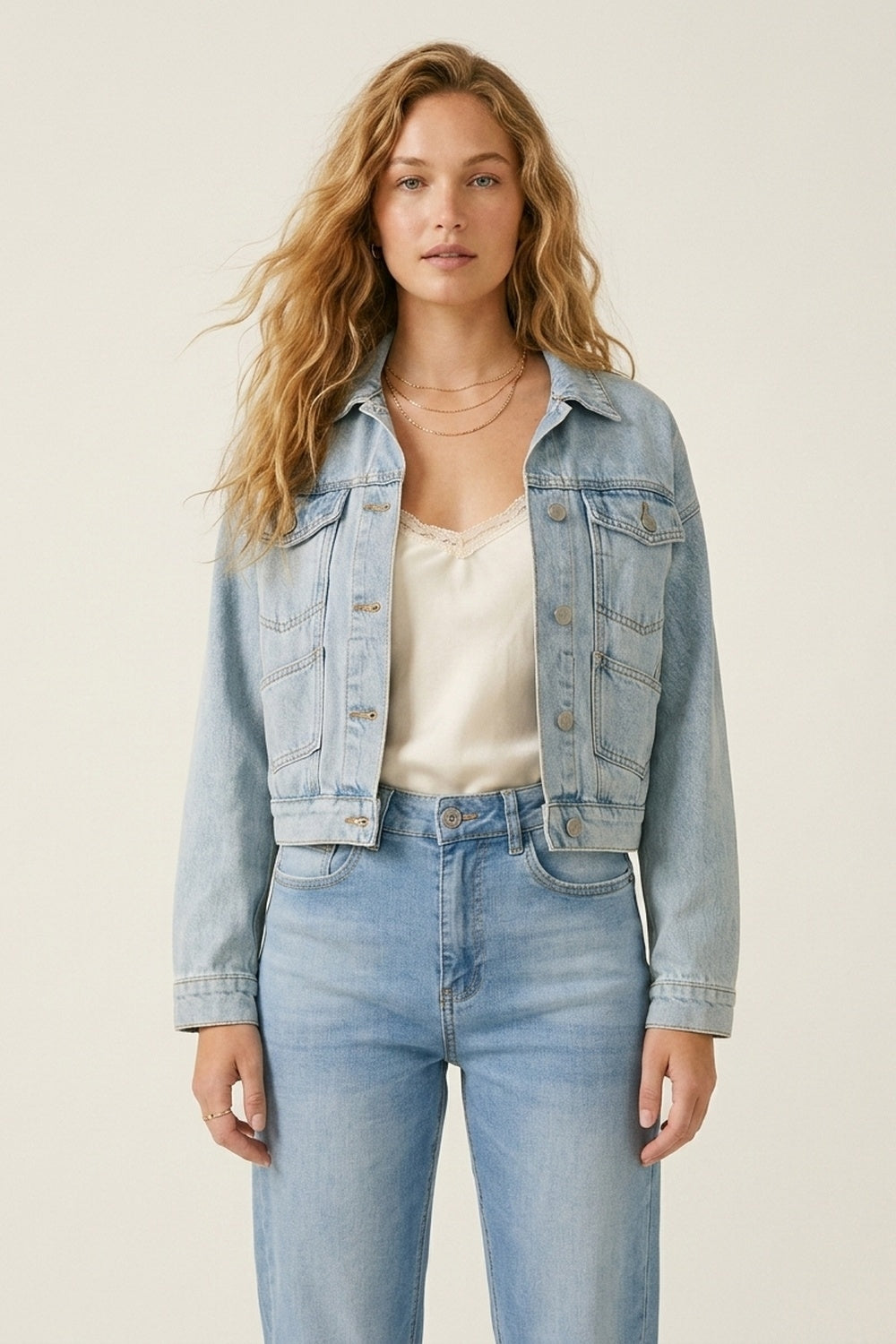 Light Blue Denim mom style Fit Jeans in ankle Length