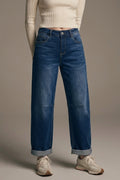 Basic Barrel Style jeans in Mid Blue