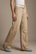 Pants extra wide fit in washed beige