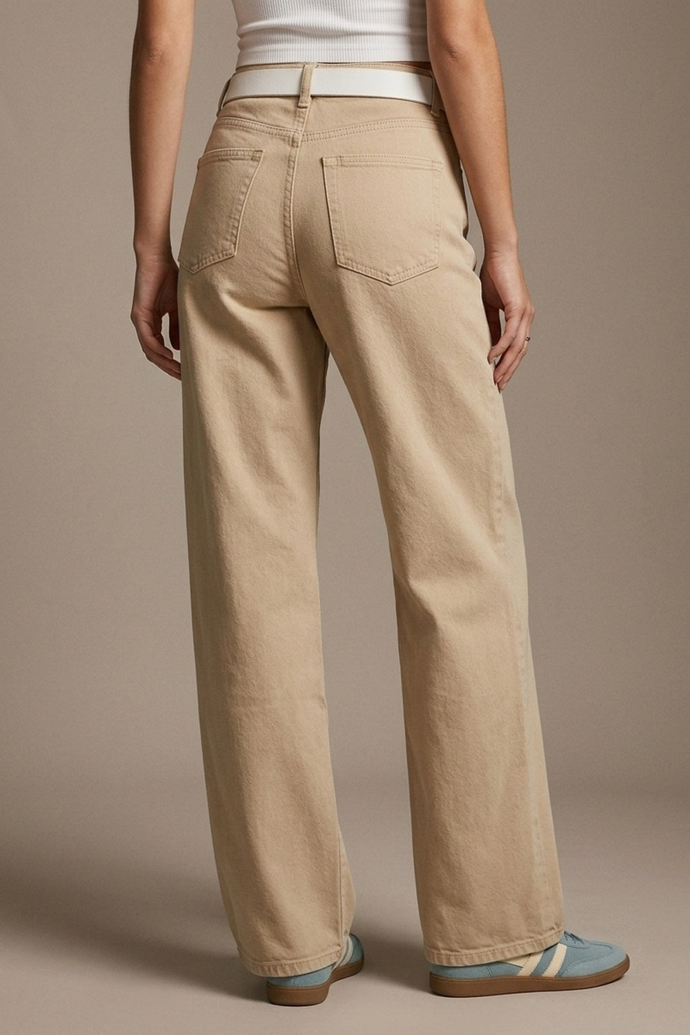 Pants extra wide fit in washed beige