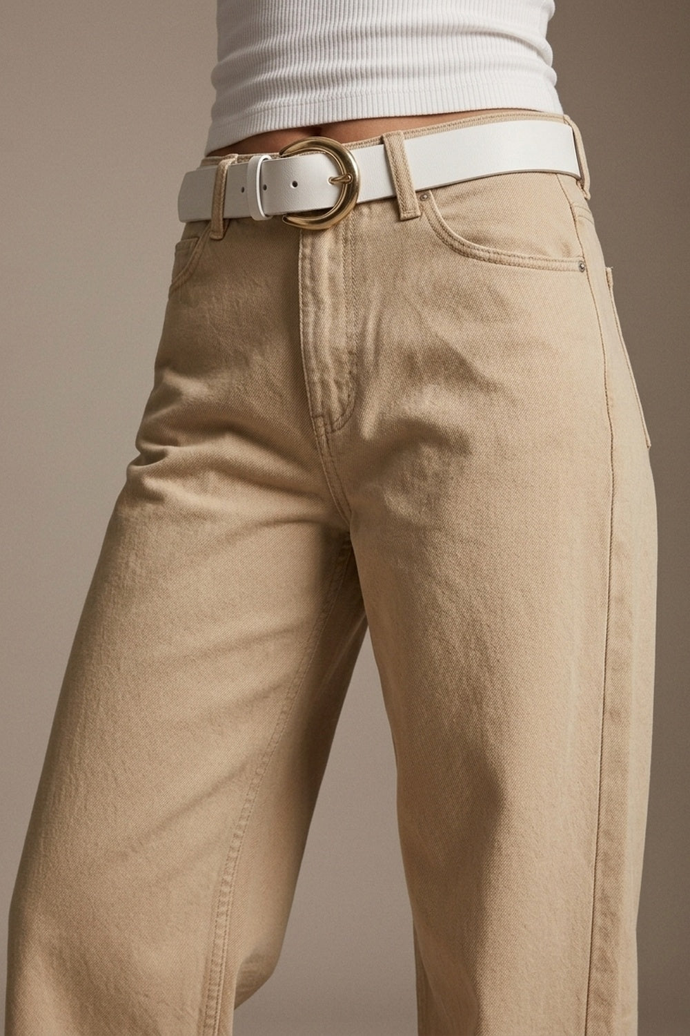 Pants extra wide fit in washed beige