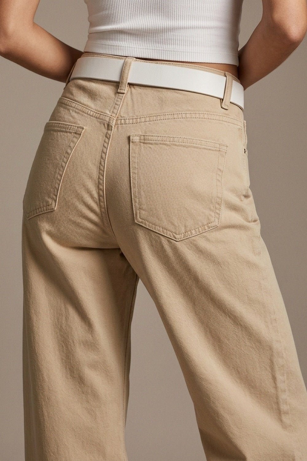 Pants extra wide fit in washed beige