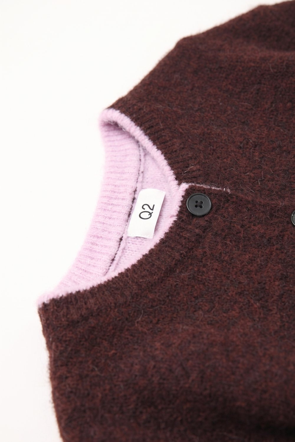 Burgundy Soft Knit Contrast Trim Button Cardigan Sweater