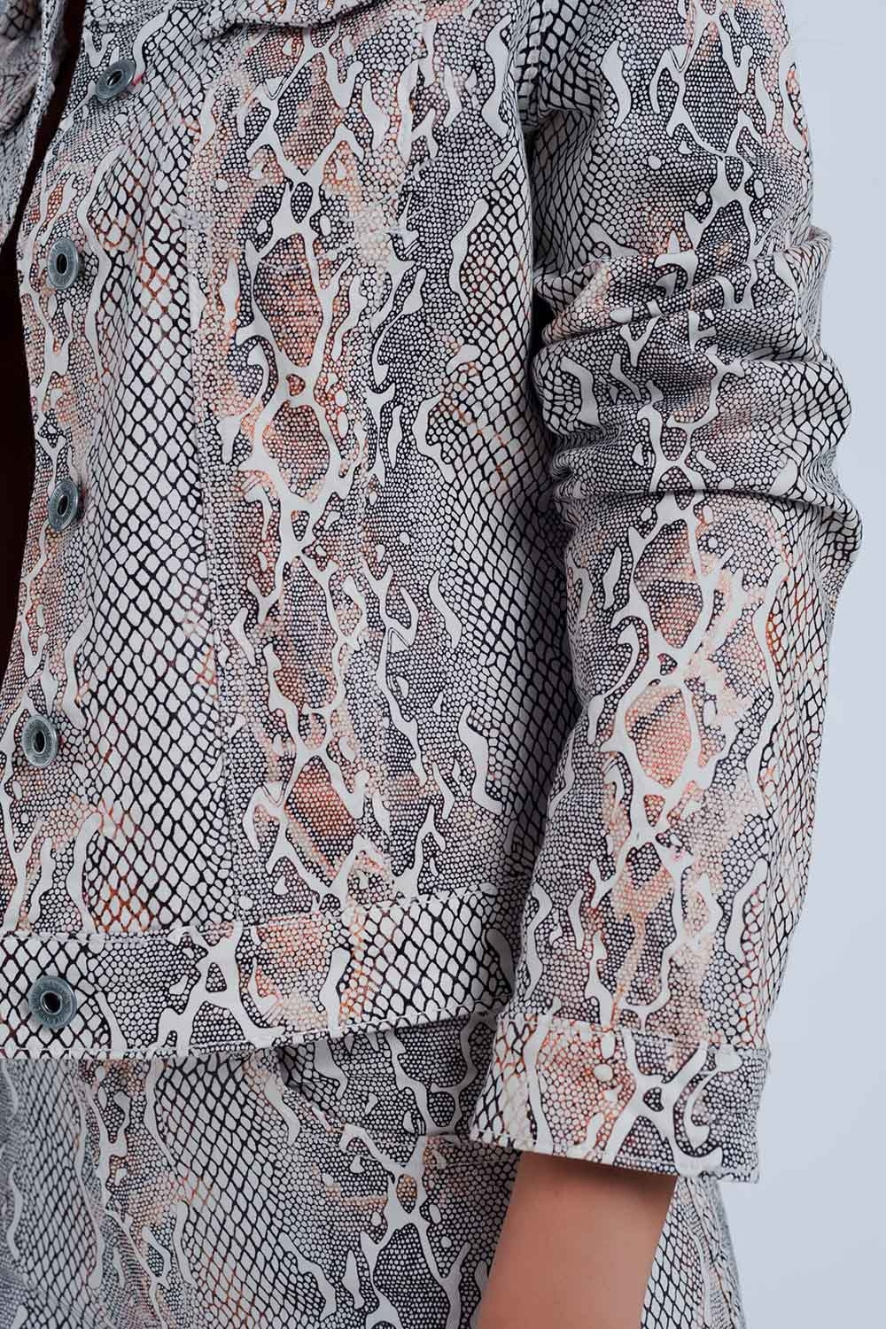 Beige jacket with snake print