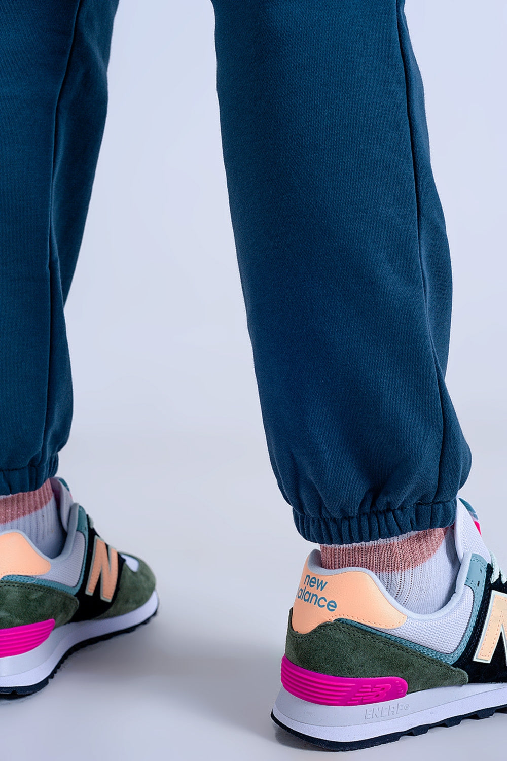 Adjustable waistband joggers in dark green