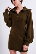 Jumper mini dress in dark green