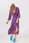 Long Sleeve Maxi Wrap Dress in Geo Print