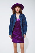 Denim Oversized Cargo Shirt Jacket with pockets