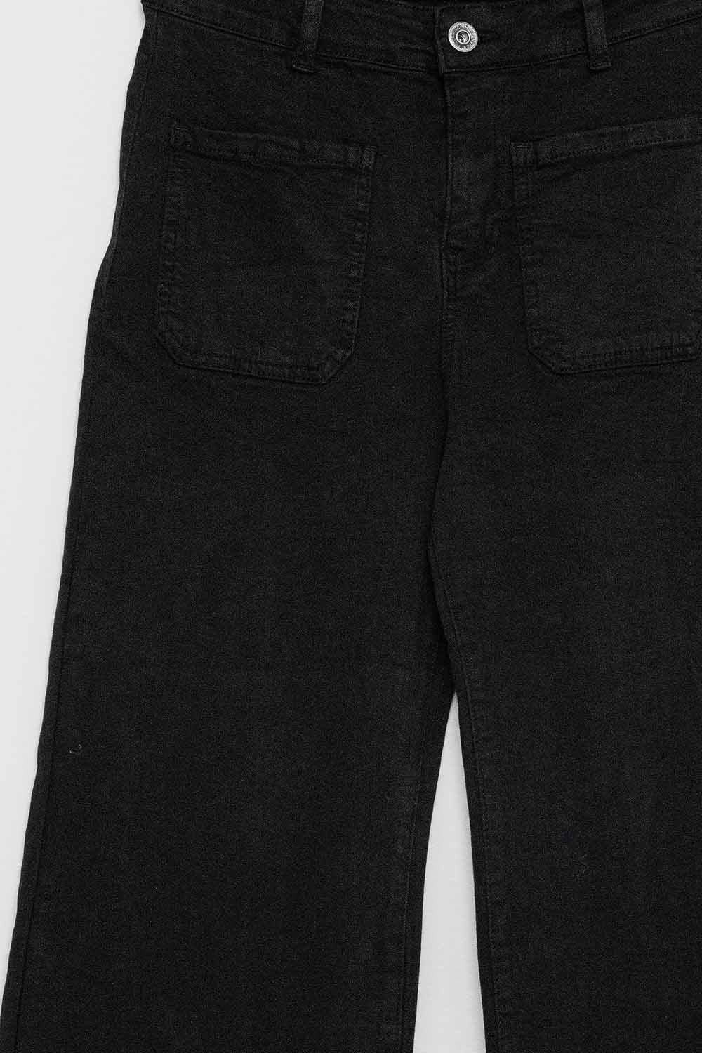 high waisted front pockets flare jeans in black