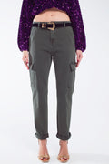 Relaxed cargo pants in Army dark green