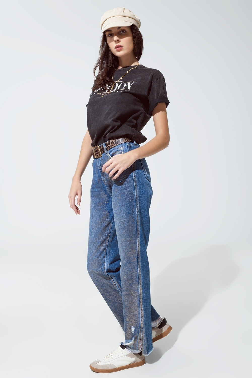 relaxed fit T-shirt in washed black with london logo