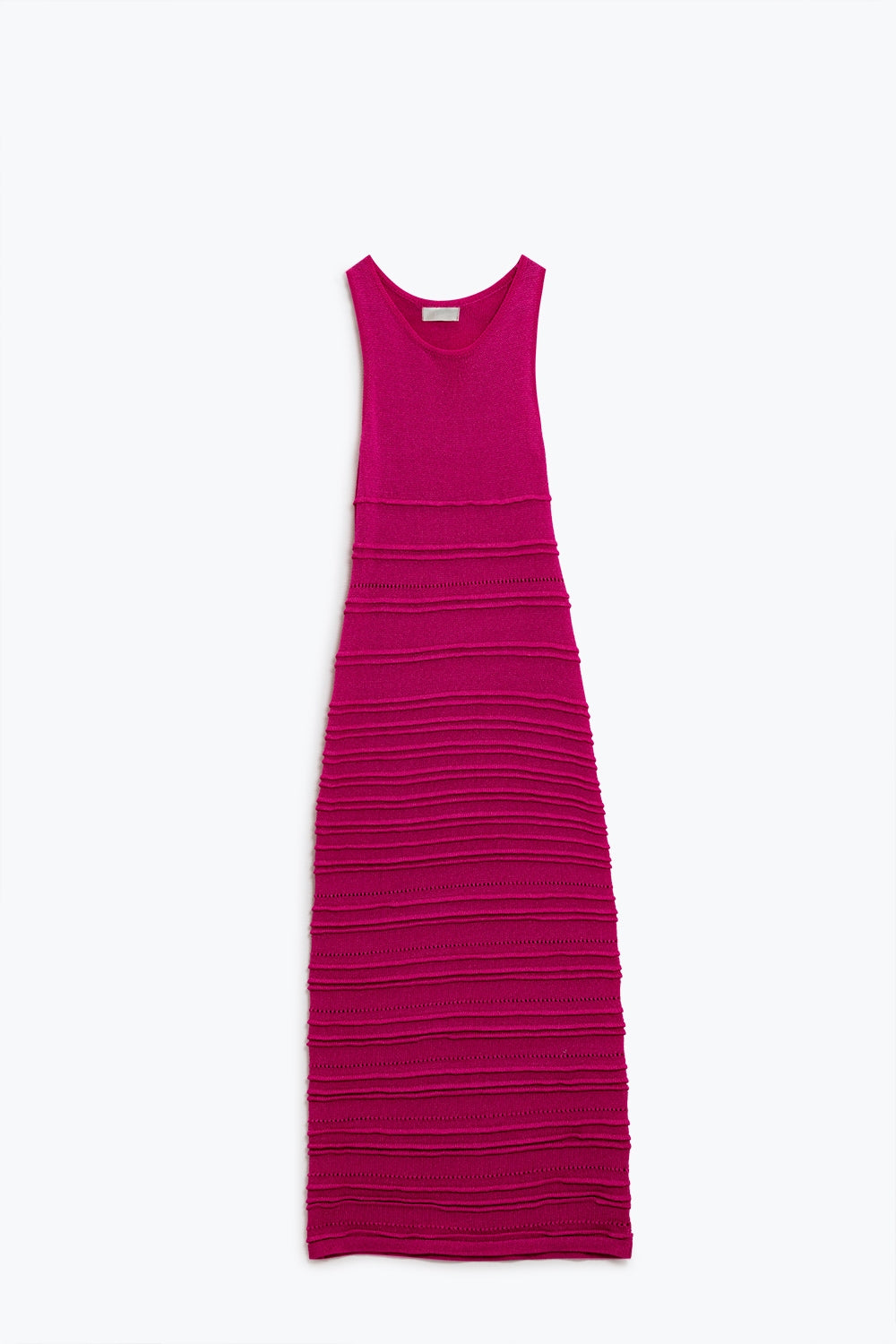 Fuchsia Maxi Crochet Sleeveless Knitted Dress