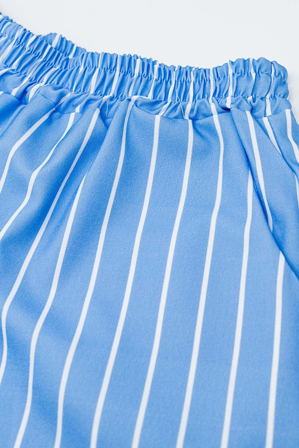 Blue Striped Flowing Shorts