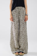 Elasticated Waist Straight Leg Pants In Leopard Print