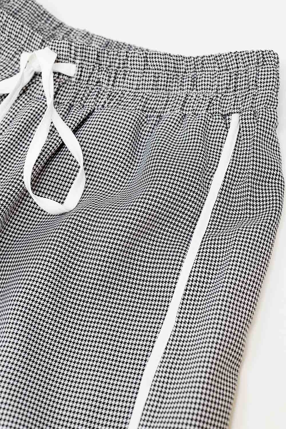 Palazzo Black and White Gingham Pants With Drawstring